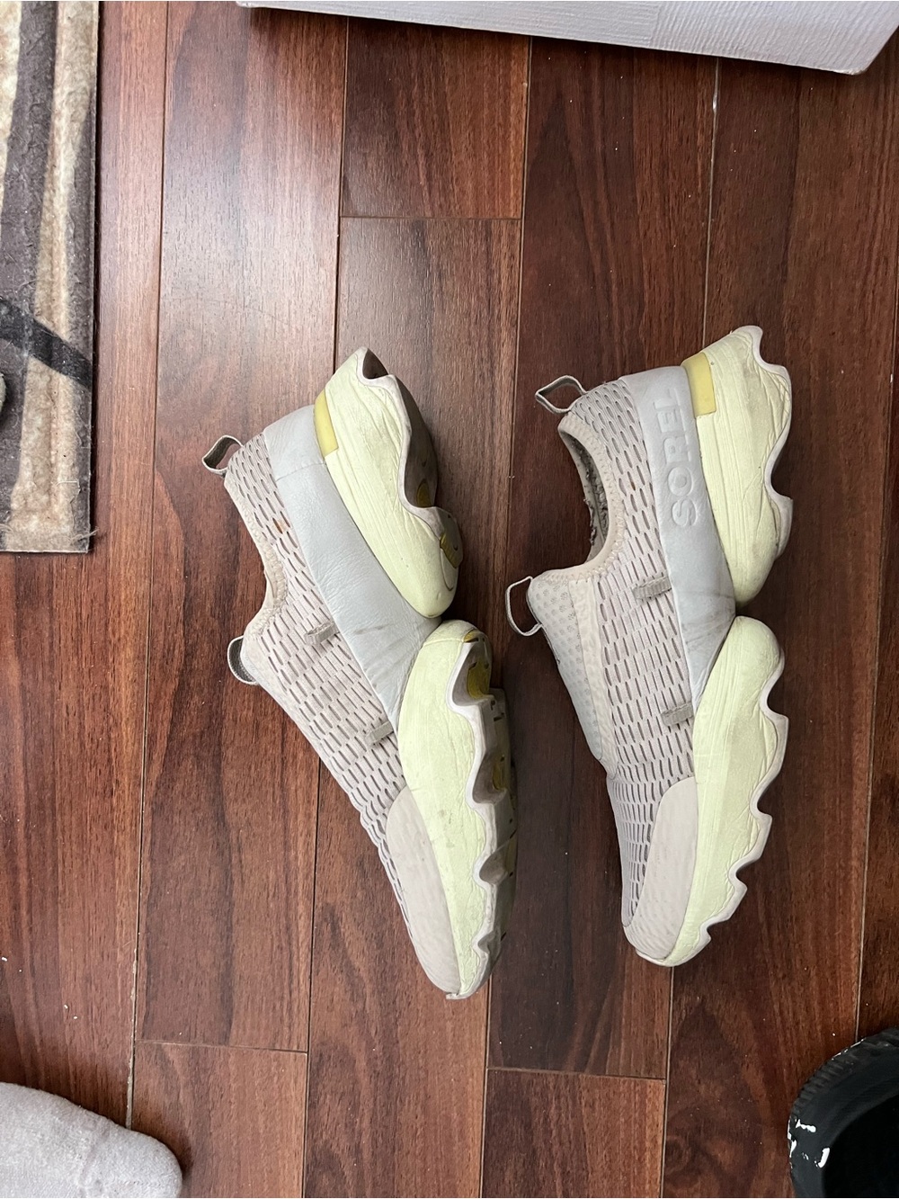 Sorel Slip-On Knit Sneaker in Light Gray and Pale Yellow